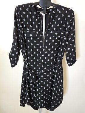GG Collection Black Diamond-Print Belted Mini Dress